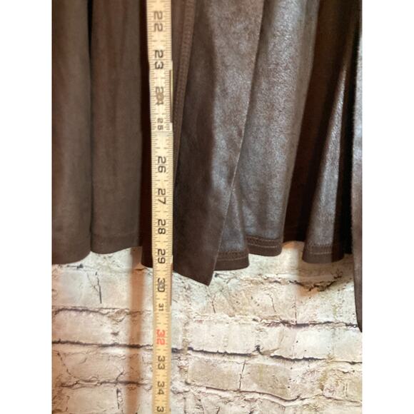 Joseph Ribkoff Top Womens 8 Dark Chocolate Faux Suede Open Front Lagenlook - Picture 9 of 13